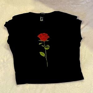 Black shirt with rose